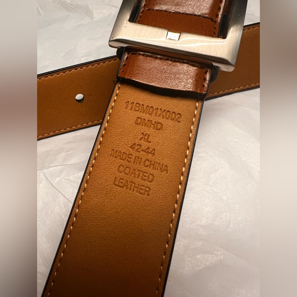 Men's Brown Coated Leather Belt. - Picture 3 of 3